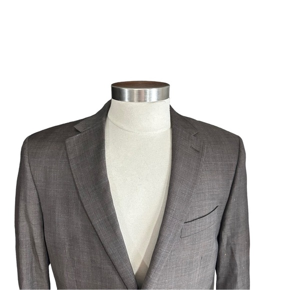 Ralph Lauren Brown Crosshatch Pattern 2-Button 100% Wool Suit Jacket Sz 42L Coat - Picture 2 of 12